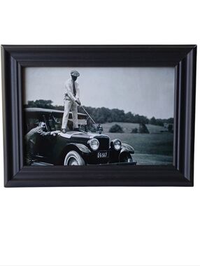 Funny Comedy Man Golfing Off Car vintage Mancave antique home decor accents art